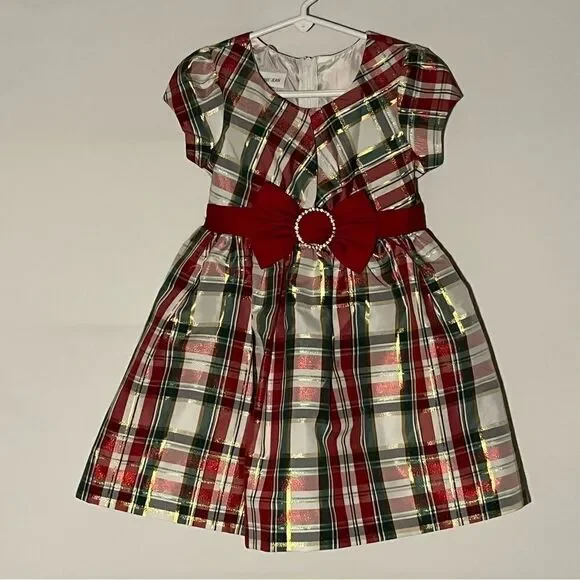 Kid's Bonnie Jean Plaid Holiday Party Dress - Picture 2 of 10